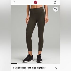Lululemon Fast and Free high rise tight 25”